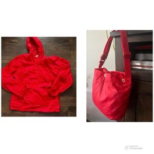 vintage 90s Totes Red  windbreaker jacket In A Bag Med Womens Mens Y2K 1/2‎ Zip